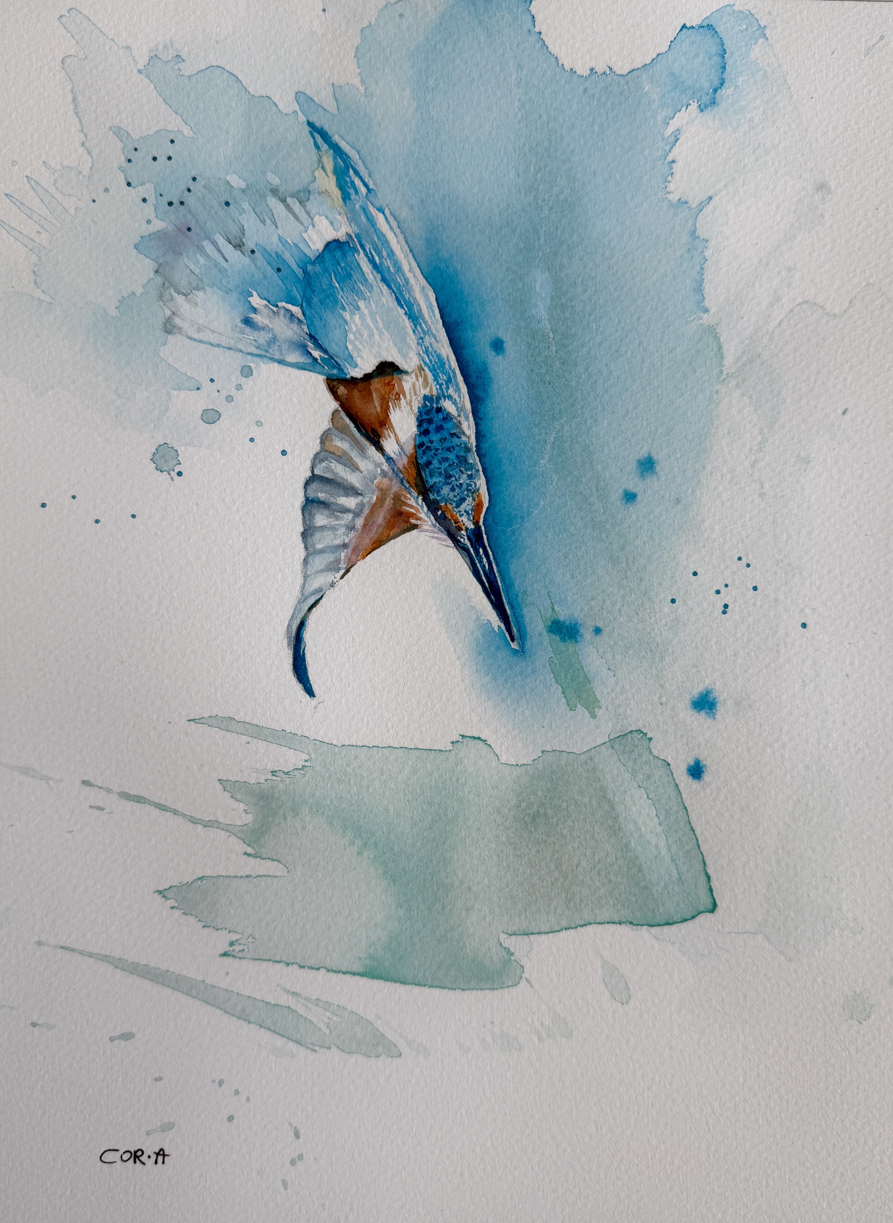 Aquarell „Eisvogel“ mit Vogelmotiv von Cordula Altersberger
