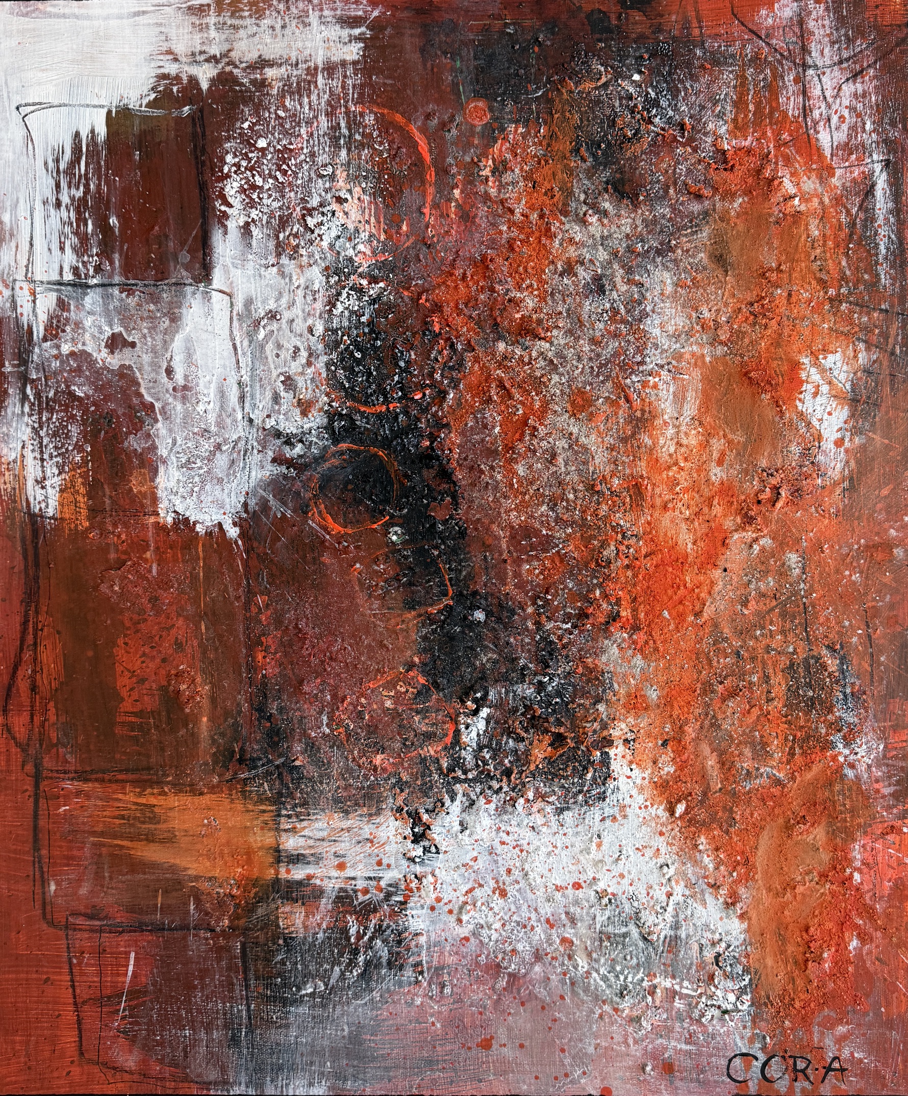 „Lebensfeuer“ ist eine Arbeit in Acryl/Mischtechnik von Cordula Altersberger aus dem Bereich Abstrakt. Das Werk verbindet intensive Farbschichten, warme Kontraste und bewegte Strukturen zu einer kraftvollen abstrakten Komposition. Acryl-Mischtechnik „Lebensfeuer“ mit abstrakten Farbschichten von Cordula Altersberger