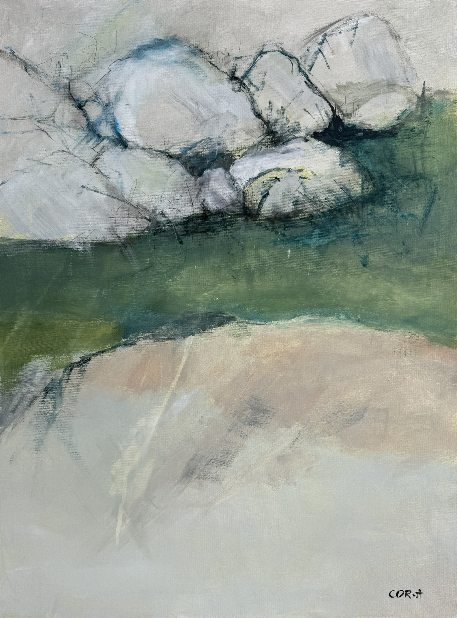 Acrylbild „Liaison am Wegesrand“ mit Naturmotiv am Wegesrand von Cordula Altersberger
