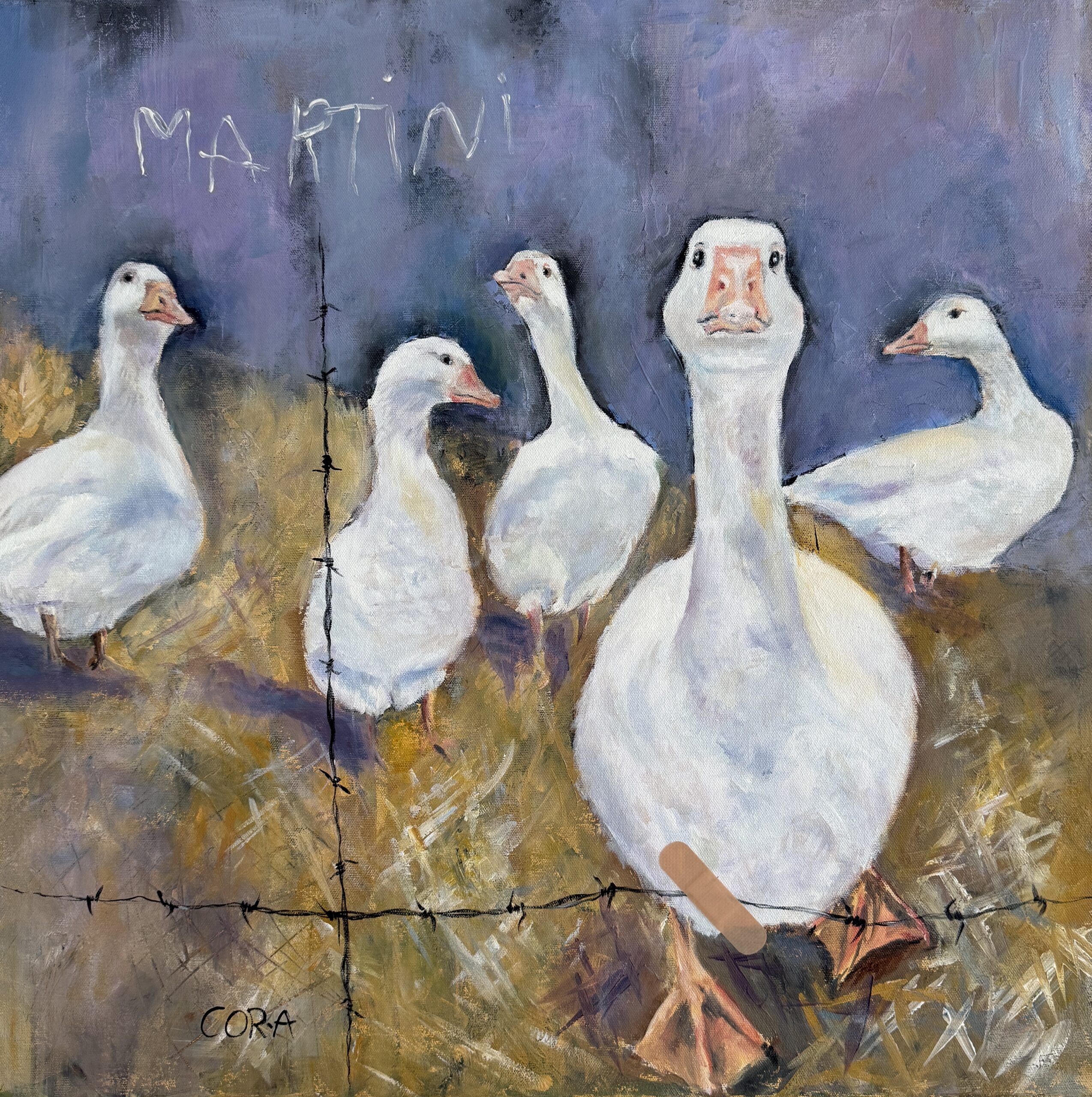 „Martinigansl“ ist ein Acrylbild von Cordula Altersberger aus dem Bereich Tierverbunden. Das Werk zeigt mehrere Gänse und verbindet eine lebendige Tierdarstellung mit einer stillen, nachdenklichen Haltung gegenüber unseren Mitgeschöpfen. Acrylbild „Martinigansl“ mit Gänsen von Cordula Altersberger