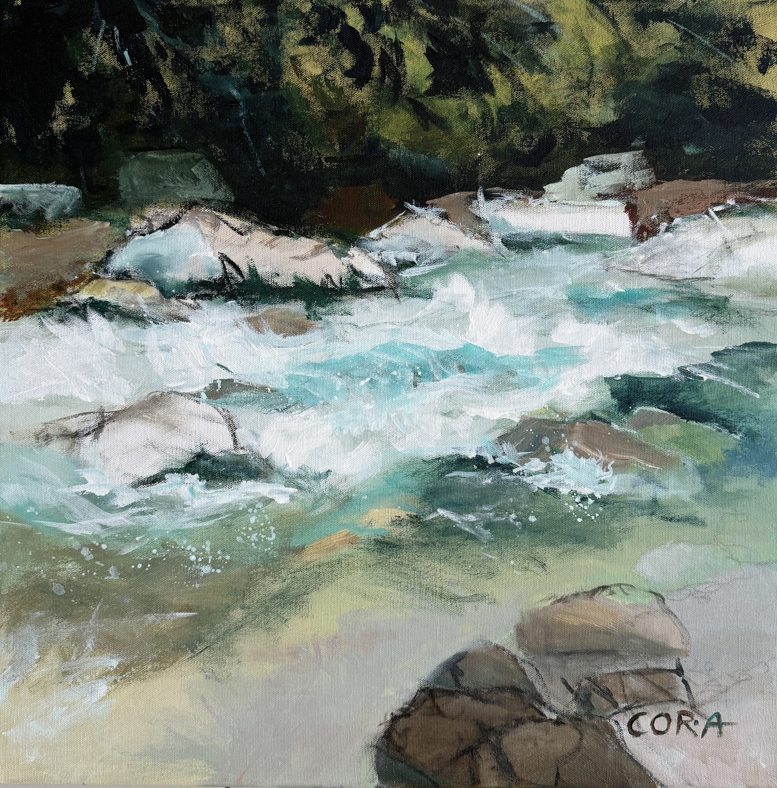 „Slizzaschlucht“ ist ein Acrylbild von Cordula Altersberger aus dem Bereich Naturszenen. Das Werk zeigt eine dynamische Schluchtlandschaft mit bewegtem Wasser und verbindet Naturkraft, Tiefe und atmosphärische Farbigkeit. Acrylbild „Slizzaschlucht“ mit bewegtem Wasser und Felslandschaft von Cordula Altersberger