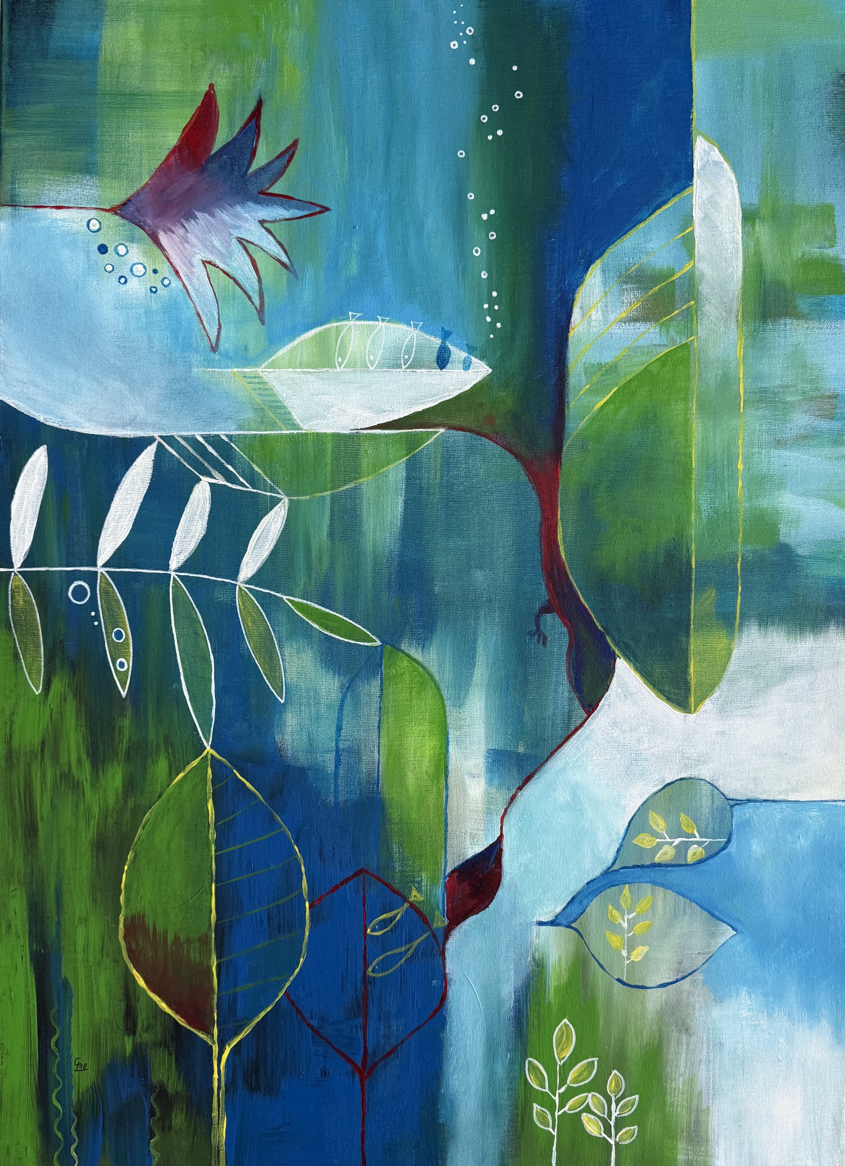 Acrylbild „nature 1“ mit abstrakten Naturformen von Cordula Altersberger