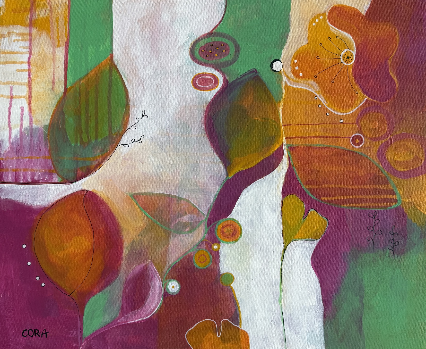 Acrylbild „nature 3“ mit abstrakten Naturformen von Cordula Altersberger